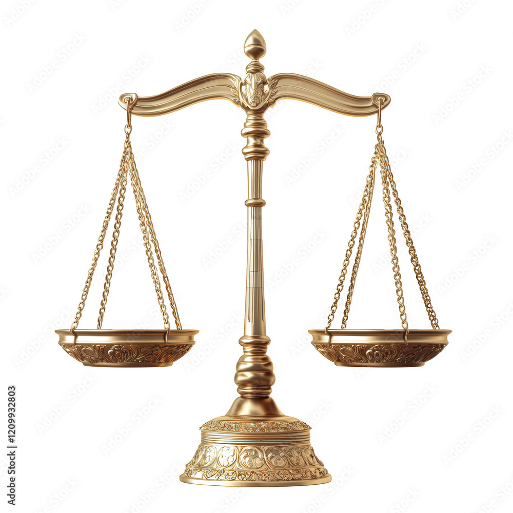 a classic golden balance scale. symbolizing justice and fairness. with two shallow bowls suspended from chains on either side the ornate design and polished finish convey a sense of authority and trad a classic golden balance scale. symbolizing justice and fairness. with two shallow bowls suspended from chains on either side the ornate design and polished finish convey a sense of authority and trad