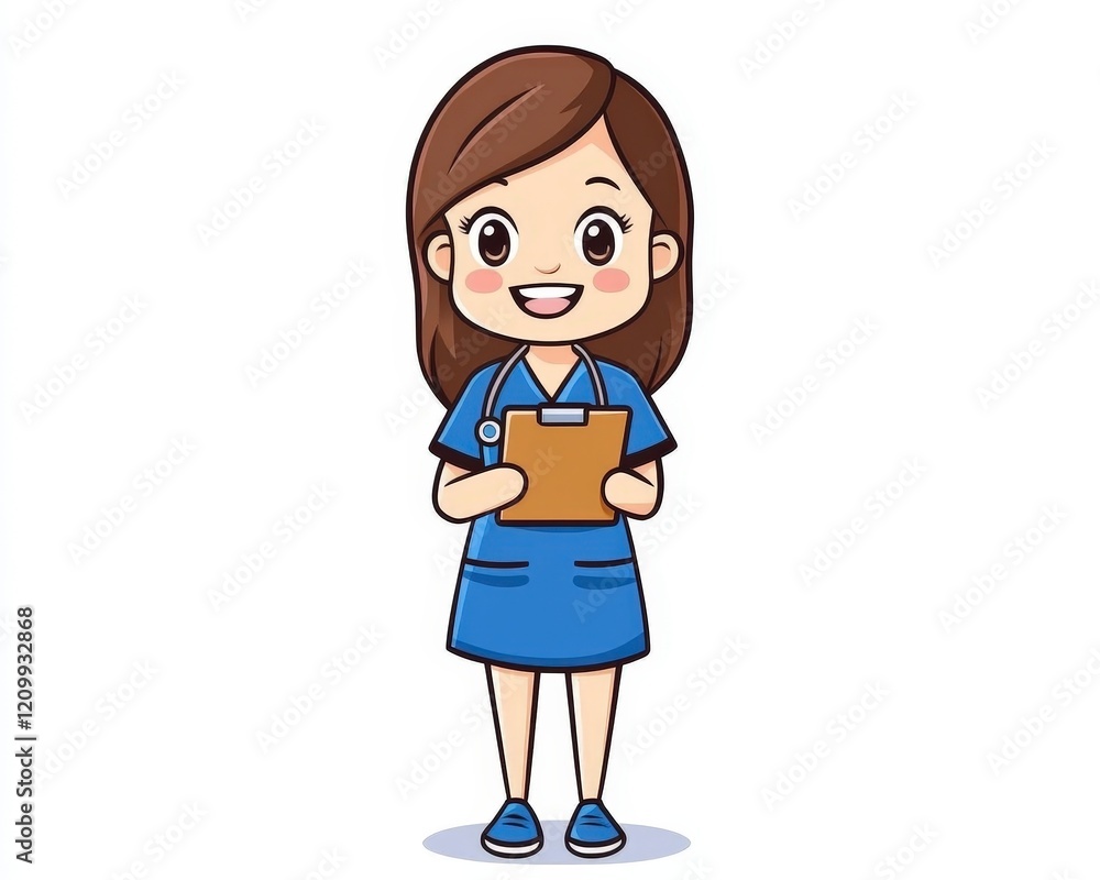 Cheerful Female Healthcare Worker Holding Clipboard and Smiling Cheerful Female Healthcare Worker Holding Clipboard and Smiling