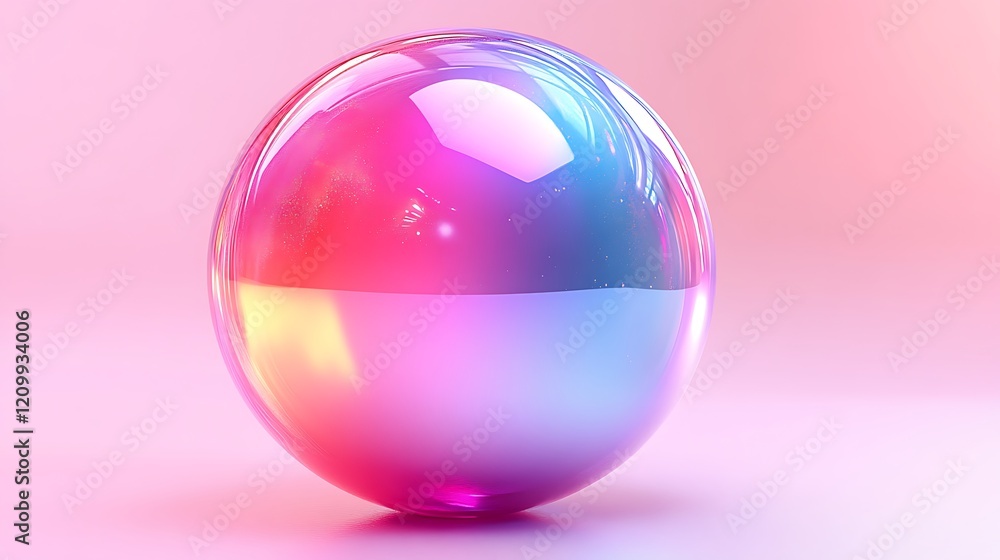 Spherical Prism: A mesmerizing iridescent orb bathed in a radiant pink glow, showcasing a captivating interplay of color and light. Spherical Prism: A mesmerizing iridescent orb bathed in a radiant pink glow, showcasing a captivating interplay of color and light.