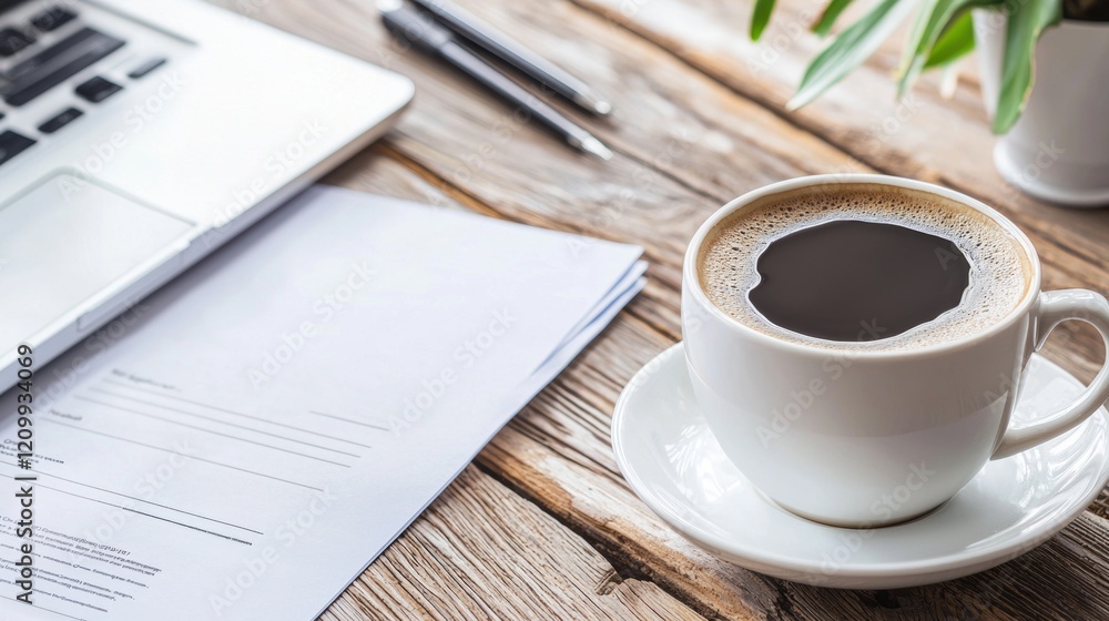 Desk with career goals, coffee, and resume drafts Desk with career goals, coffee, and resume drafts