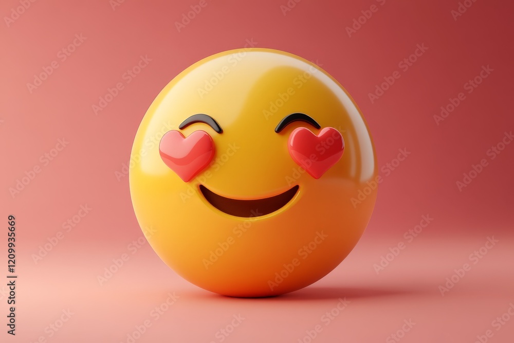 A glossy three-dimensional emoji sculpture featuring heart-shaped eyes and a smiling face, set against a soft pink background, symbolizing love and joy. A glossy three-dimensional emoji sculpture featuring heart-shaped eyes and a smiling face, set against a soft pink background, symbolizing love and joy.