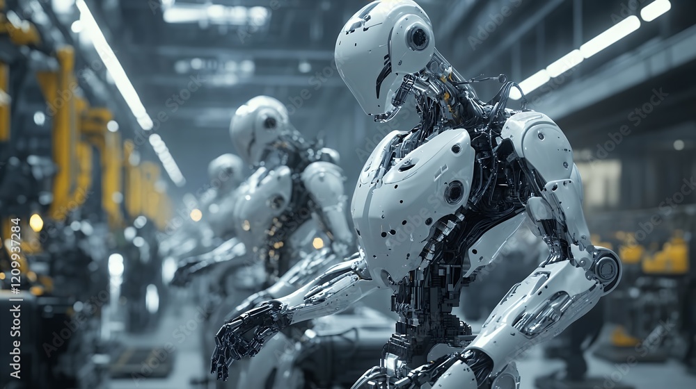 Fototapeta premium Advanced Robots in Modern Factory Automation