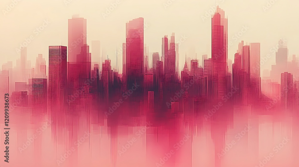 Crimson Cityscape: A dreamy, abstract illustration of a city skyline at dawn or dusk, rendered in a hazy, crimson palette. The buildings are blurred and indistinct. Crimson Cityscape: A dreamy, abstract illustration of a city skyline at dawn or dusk, rendered in a hazy, crimson palette. The buildings are blurred and indistinct.