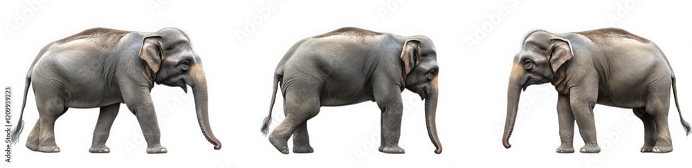 three side views of an elephant. showcasing its size and shape from different angles this depiction serves as an educational resource. highlighting the anatomy and characteristics of the animal three side views of an elephant. showcasing its size and shape from different angles this depiction serves as an educational resource. highlighting the anatomy and characteristics of the animal