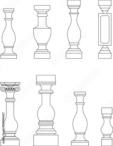 vector sketch illustration silhouette design old fence column classic vintage ethnic traditional modern.eps