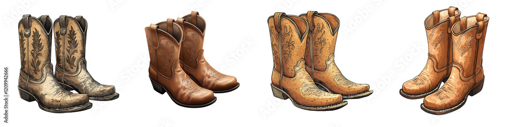 Traditional Western Cowboy Boots Collection Featuring Various Styles and Colors for Fashion and Lifestyle Use Traditional Western Cowboy Boots Collection Featuring Various Styles and Colors for Fashion and Lifestyle Use