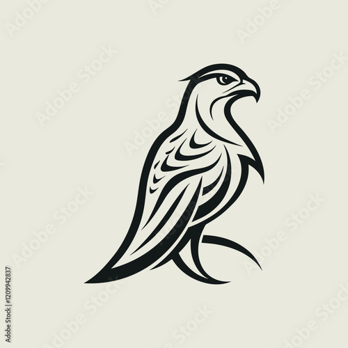 A falcon calligraphy line art silhouette
