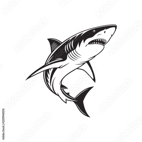 Great shark on white background