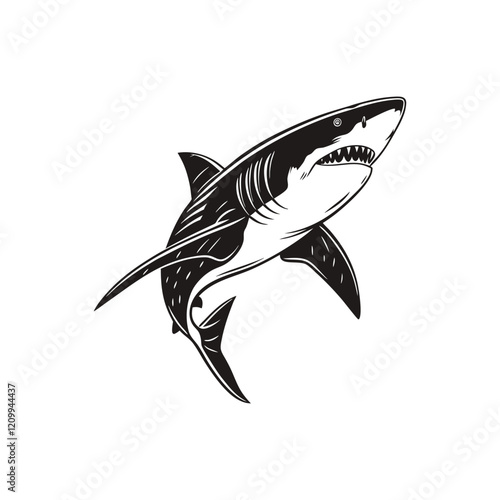 Great shark on white background
