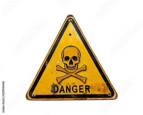 danger sign with skull and cross bones isolated on white background PNG.AI GENERATED