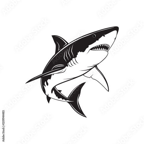 Great shark on white background