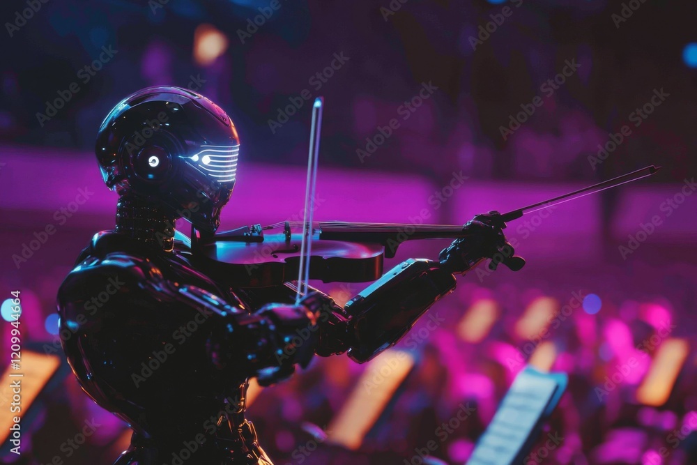 Fototapeta premium Futuristic Robot Violinist in Concert