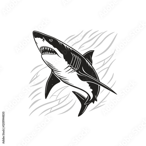Great shark on white background