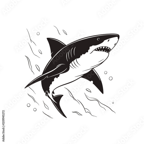 Great shark on white background