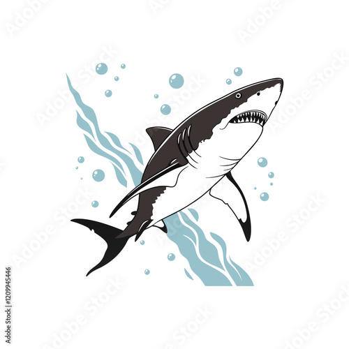 Great shark on white background