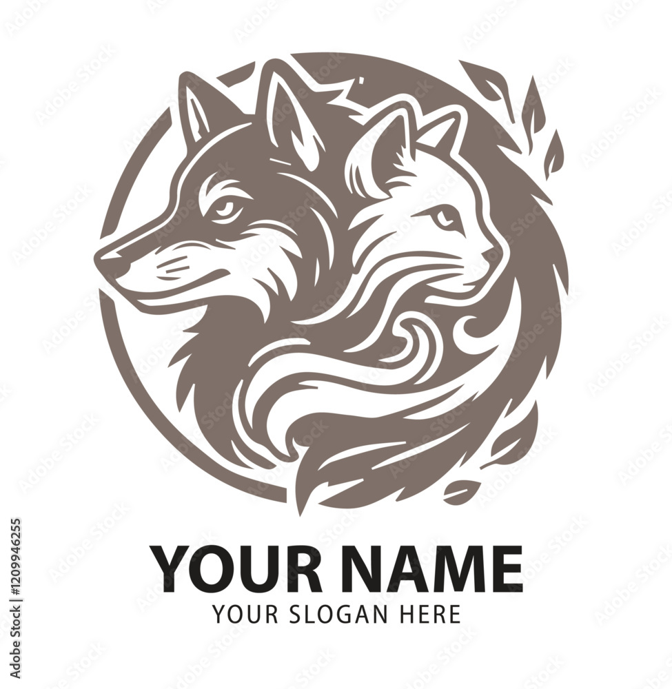 Obraz premium wolf cat logo vector template. wolf cat logo icon vector illustration. 