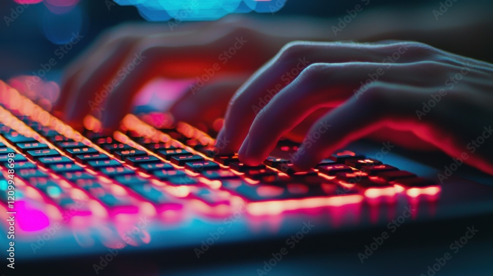Cybersecurity Incident Response Recovery concept. Glowing Backlit Keyboard with Security Alert Notification Cybersecurity Incident Response Recovery concept. Glowing Backlit Keyboard with Security Alert Notification
