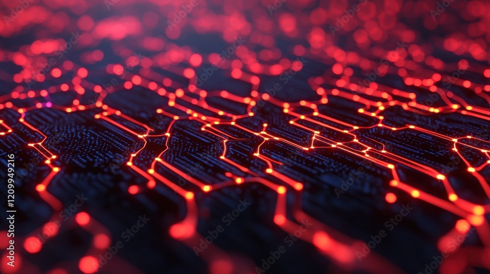 Fototapeta premium Cybersecurity Incident Response Recovery concept. Glowing Cybersecurity Visualization of Futuristic Technology Circuit Network