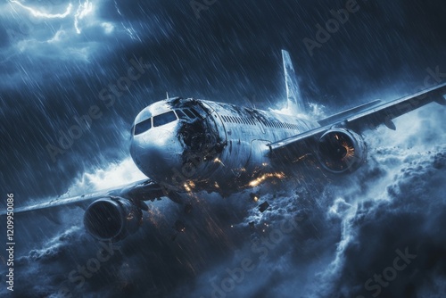 Airplane in Stormy Sky photo