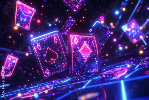 Wallpaper Mural Neon Cosmic Playing Cards Torontodigital.ca