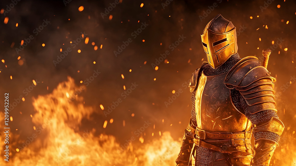 Fototapeta premium Fantasy Knight in Armor Generative AI