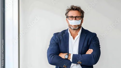 FFP2 covid sars face mask and business outfit 
