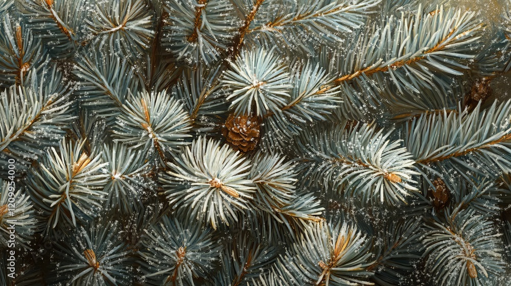 Close-up of fresh pine branches with snowflakes, soft light, highly detailed, peaceful and inviting, festive and cheerful, calm and vibrant, seasonal and cozy, tranquil and beautiful atmosphere Close-up of fresh pine branches with snowflakes, soft light, highly detailed, peaceful and inviting, festive and cheerful, calm and vibrant, seasonal and cozy, tranquil and beautiful atmosphere