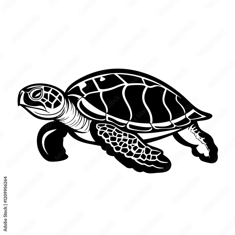 Fototapeta premium Simple black and white Turtle icon illustration vector.