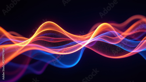 AI-generated abstract waves with colorful light effects.