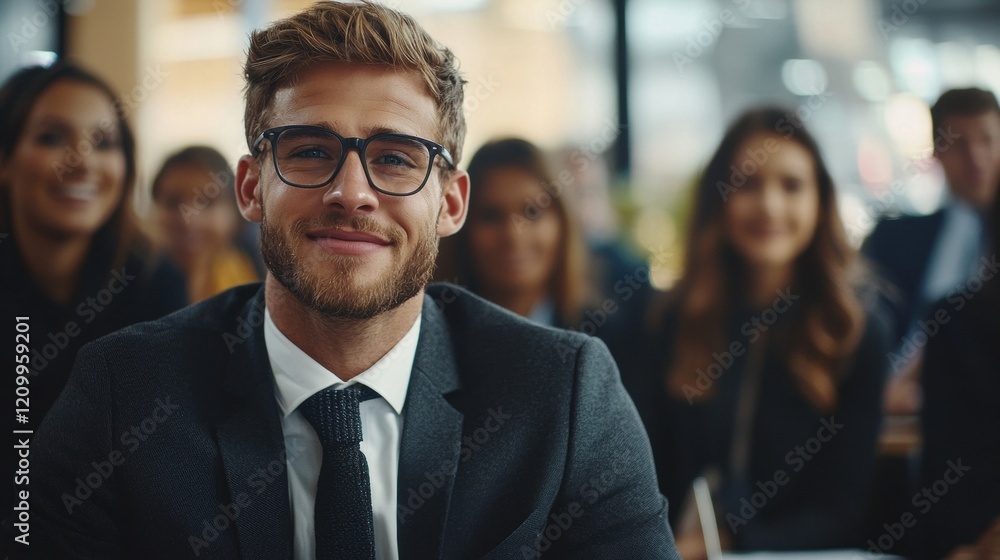 Confident candidate waiting for interview with friendly smile