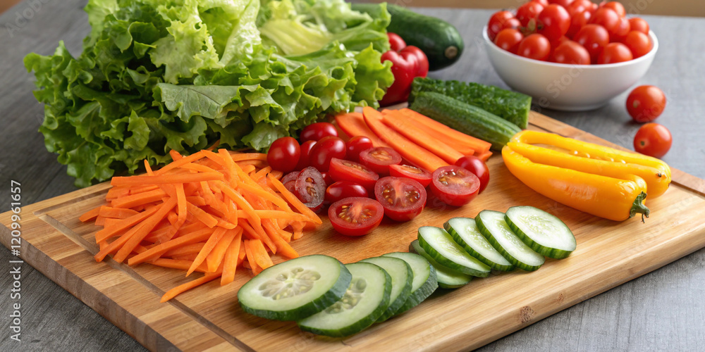 A Fresh and Colorful Set of Vegetables Perfect for a Healthy Salad A Fresh and Colorful Set of Vegetables Perfect for a Healthy Salad