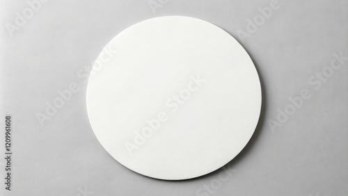 A paper circle with a subtle drop shadow effect on a light gray background, gray background, decorative element, monochrome