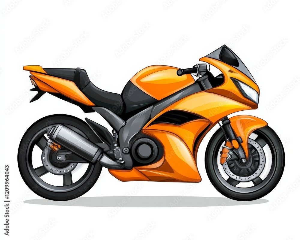 Bright Orange Sport Motorcycle Illustration with Dynamic Style Bright Orange Sport Motorcycle Illustration with Dynamic Style