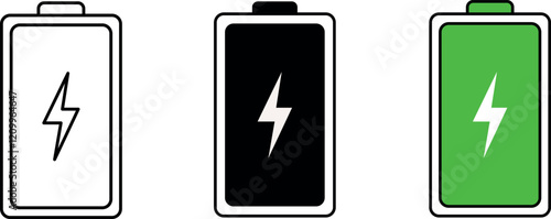Electric battery fully charged icon. Editable Stroke
