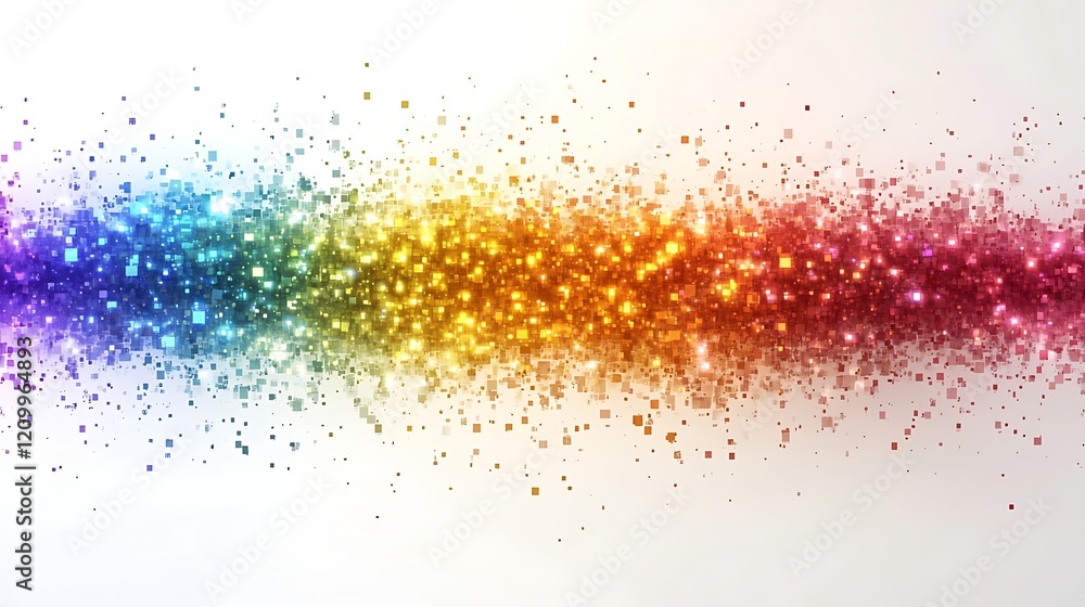 Rainbow Glitter Burst: A vibrant and shimmering burst of rainbow glitter, capturing the sparkle and magic of a celebratory moment. The glitter is spread in a wave pattern. Rainbow Glitter Burst: A vibrant and shimmering burst of rainbow glitter, capturing the sparkle and magic of a celebratory moment. The glitter is spread in a wave pattern.