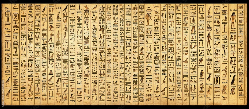 Fototapeta premium Ancient Egyptian Hieroglyphs Papyrus Scroll Background Texture