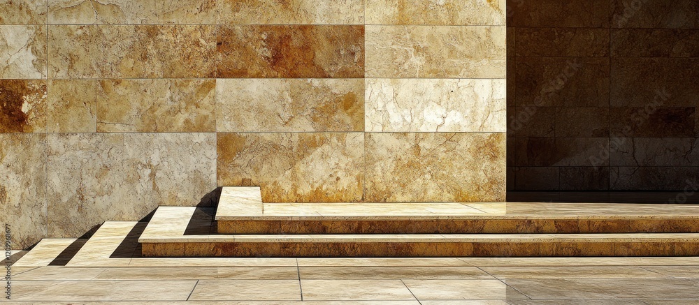Stone steps, building exterior, sunlight shadows, architectural design Stone steps, building exterior, sunlight shadows, architectural design