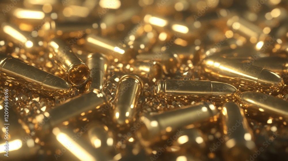 A vibrant pile of shiny brass bullets showcases intricate designs and a stunning metallic sheen for a captivating visual display A vibrant pile of shiny brass bullets showcases intricate designs and a stunning metallic sheen for a captivating visual display