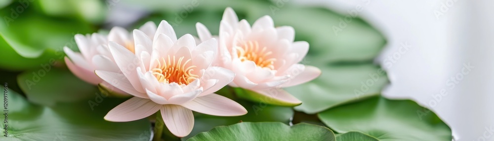 Fototapeta premium Close-up of a Water Lily Blooming in a Wetland Pond Delicate Beauty, Ecological Richness, Wetland Preservation, Habitat Protection, and Nature Serenity This stunning image showcases the exquisite