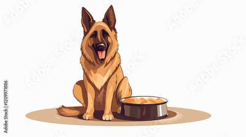Flat illustration of dog. Guard dog. Domestic animal.