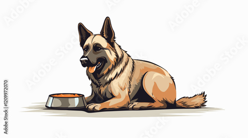 Flat illustration of dog. Guard dog. Domestic animal.