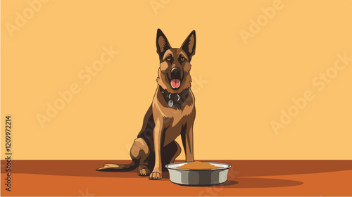 Flat illustration of dog. Guard dog. Domestic animal.