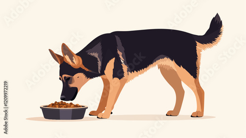 german shepherd eating from bowl clip art preview