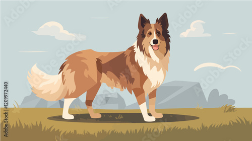 Flat illustration of dog. Guard dog. Domestic animal.