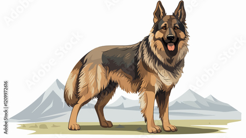 Flat illustration of dog. Guard dog. Domestic animal.