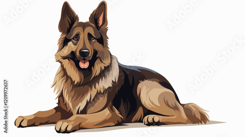 Flat illustration of dog. Guard dog. Domestic animal.