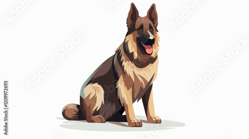 Flat illustration of dog. Guard dog. Domestic animal.