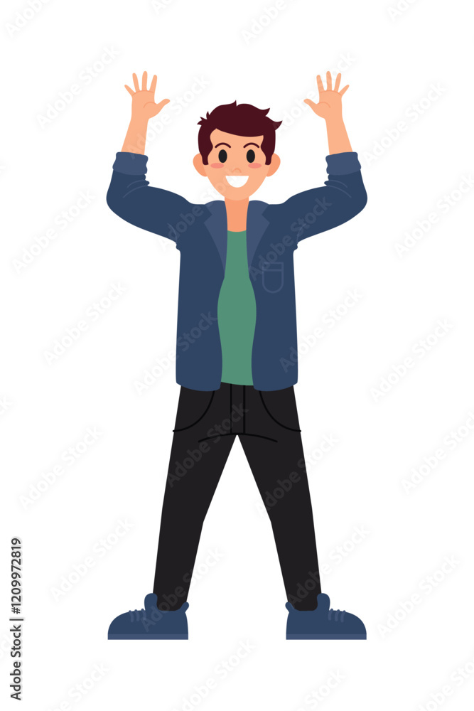 Fototapeta premium smiling teenage boy celebrating