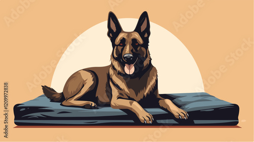 Flat illustration of dog. Guard dog. Domestic animal.