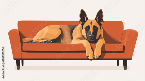 Flat illustration of dog. Guard dog. Domestic animal.